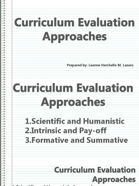 (PDF) CURRICULUM EVALUATION: APPROACHES AND .